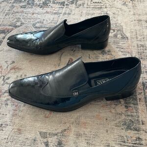 Goodman Italy 35506 Black Leather Loafers Men's Size EU 43 Formal Slip-On Shoes